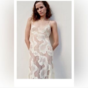 Zara Long Slip Lace Floral Dress